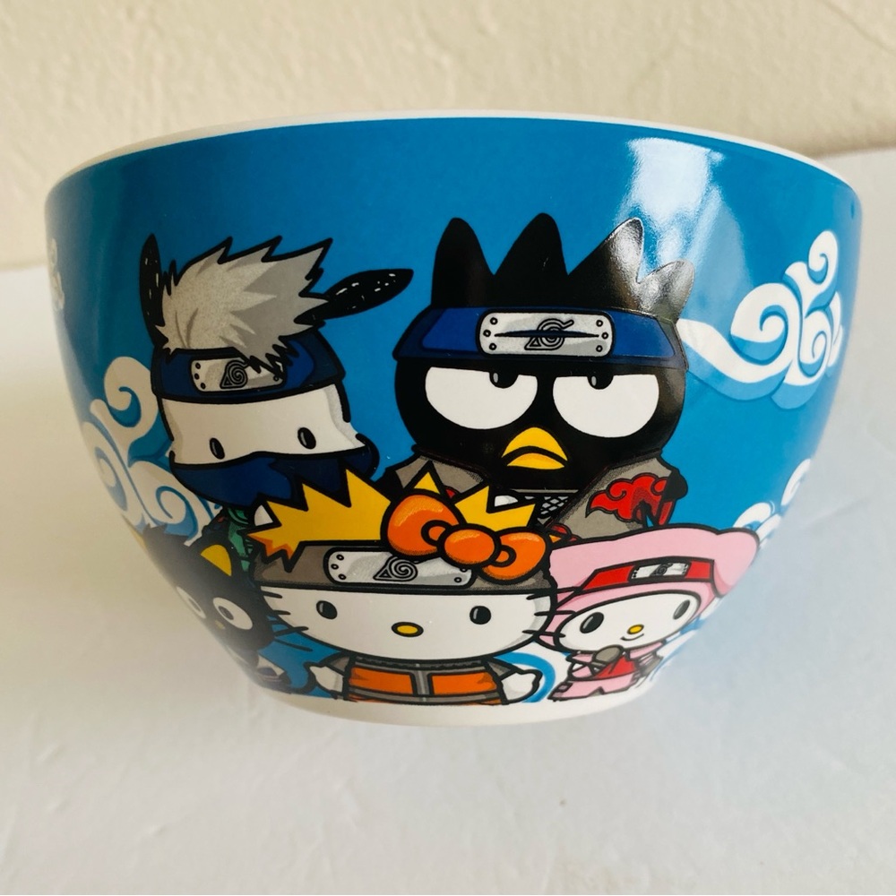 Naruto Sanrio Collaboration 20 oz Hello Kitty Ramen Bowl Blue White Anime Dorm